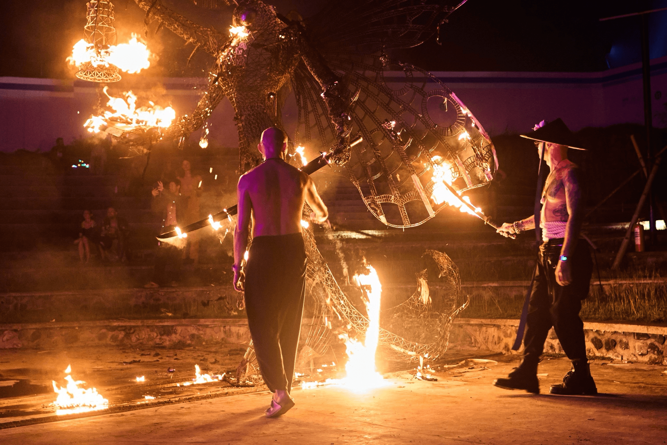 Ceremonial fire performance with MOTH in Bali